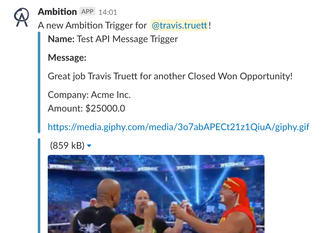 slack triggers for sales