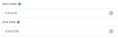 Start date and end date screenshot