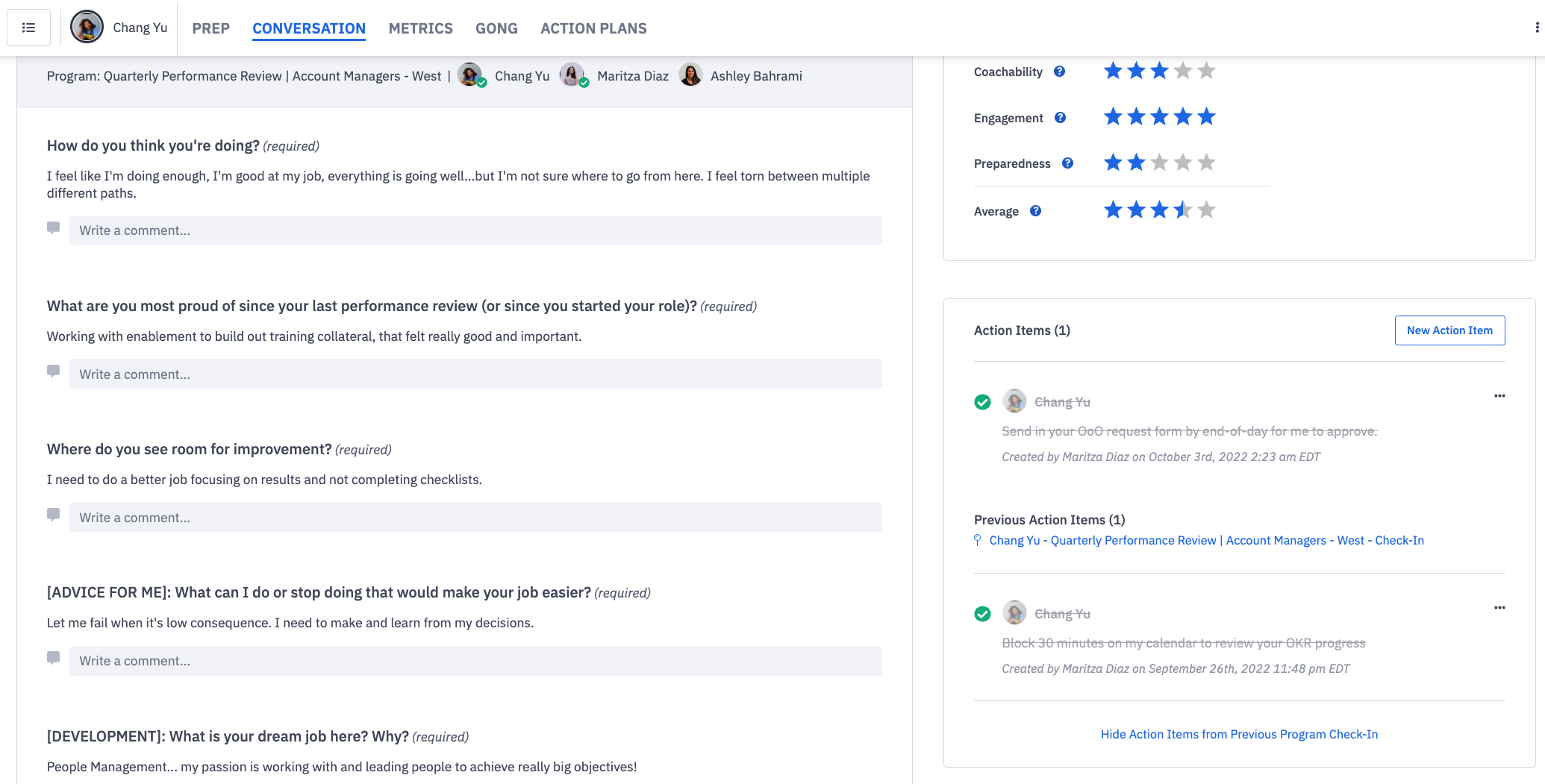 Action items for one on one meeting agenda