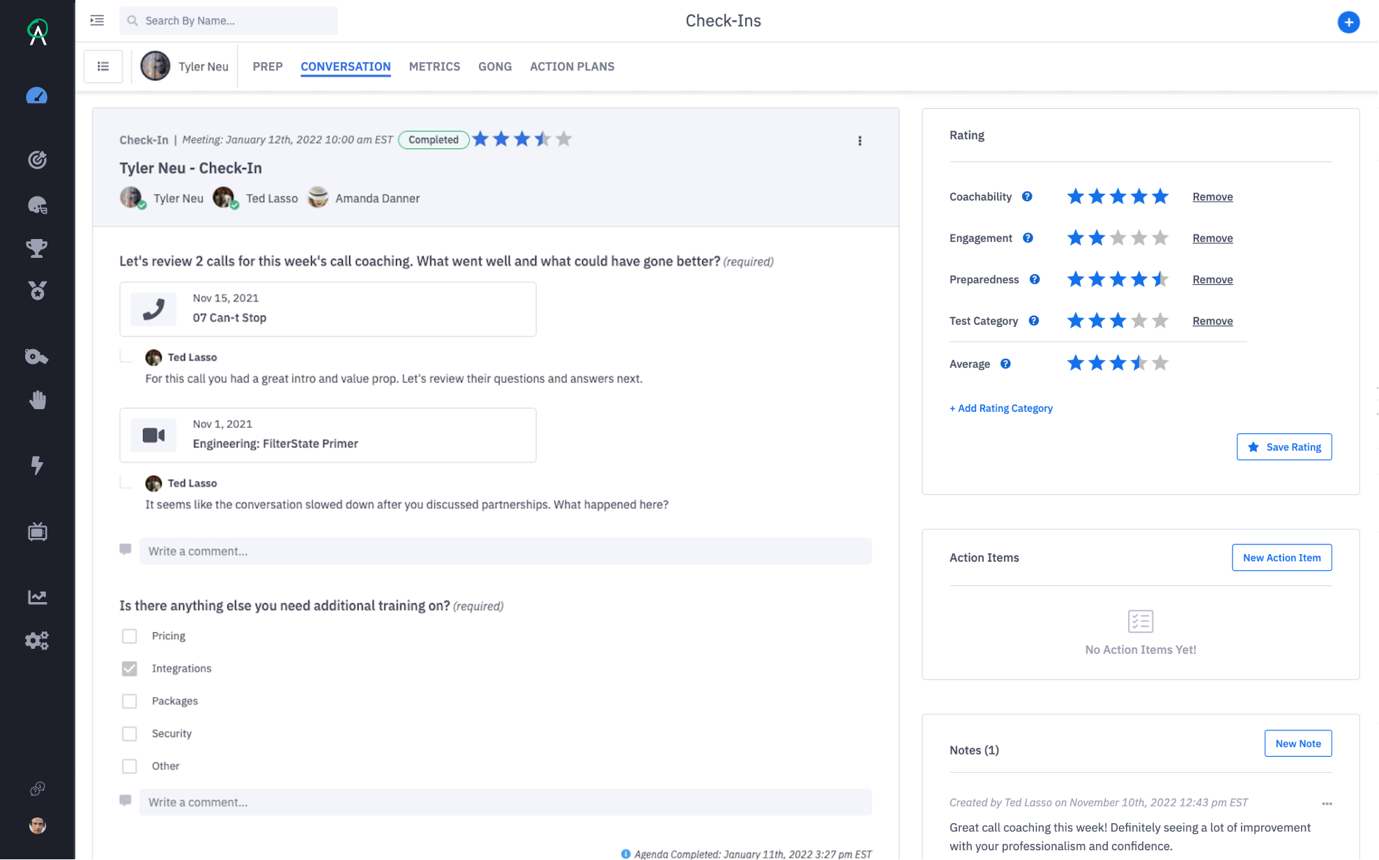 Measure the effectiveness of your sales training program by reviewing calls with the Ambition + Gong integration